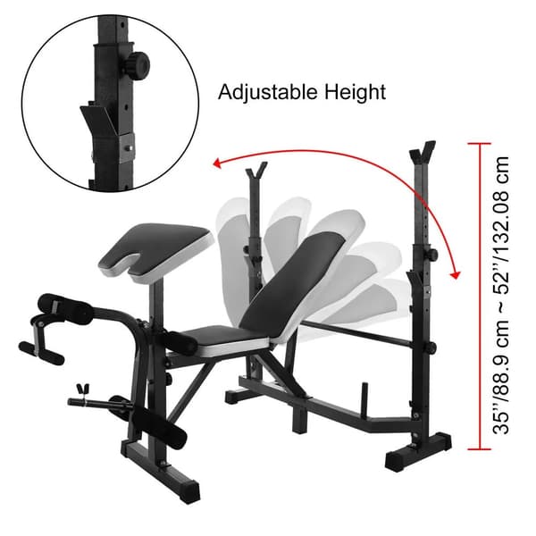Justerbar Viktlyftbänk, 300 kg Kapacitet, 5 Positioner för Mångsidiga Övningar,Svart