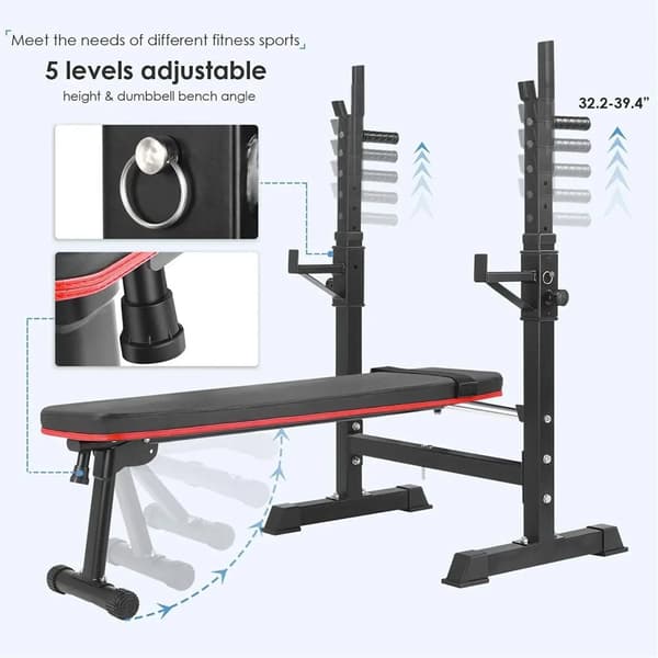 Monitoimipainopenkki, säädettävä painonnostoteline, taitettava muotoilu, maksimaalinen kuormitus 200 kg