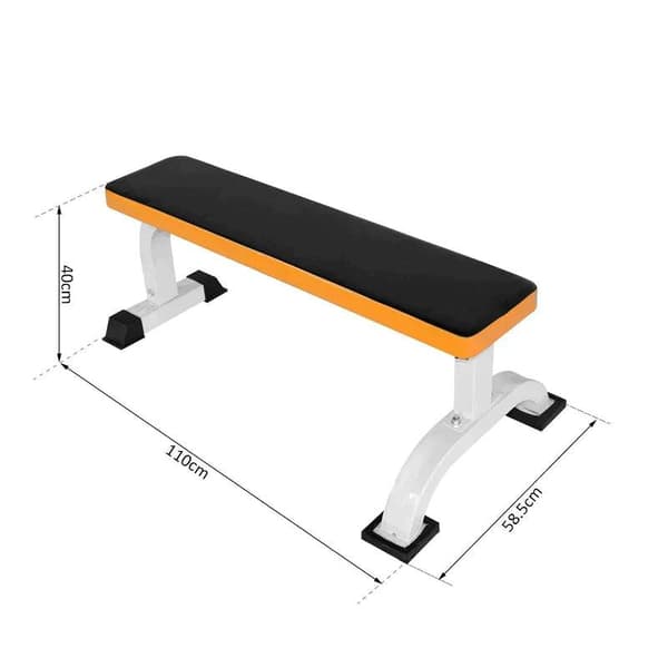 Rootz-painopenkki - Tasainen penkki - Kuntopenkki - Harjoituspenkki - Koti - Kuntosali - Musta/oranssi - L112x L62 x K43 cm