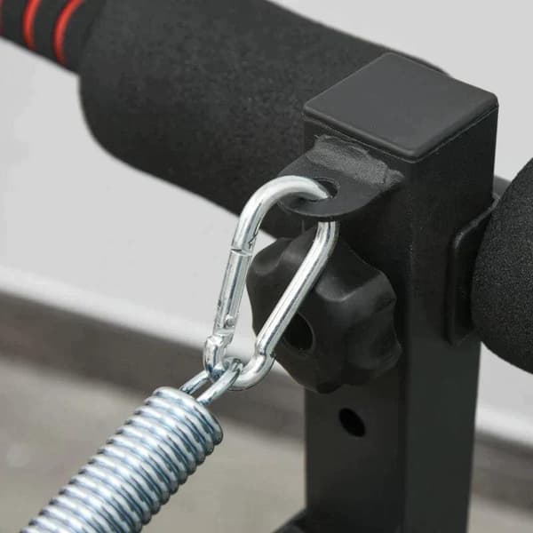 Rootz Sit Up Bench - Mavetræner - Træningsbænk - Træningsreb - Justerbar og foldbar - Sort/Rød - 137 x 51 x 50-66 cm