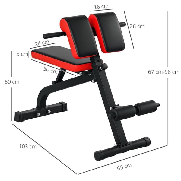 Rootz Multifunktionel justerbar vægtbænk - Fitness Bench - Curl Station - Foldbar pladsbesparende - 103 cm x 65 cm x 67-98 cm
