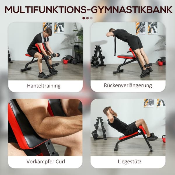 Rootz Multifunktionel justerbar vægtbænk - Fitness Bench - Curl Station - Foldbar pladsbesparende - 103 cm x 65 cm x 67-98 cm