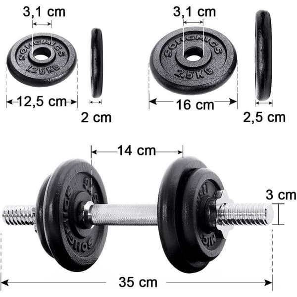 Rootz Hantelset - Anti-Slip - Tandat - Set om 2 - 30 kg - Järn - Svart - Silver