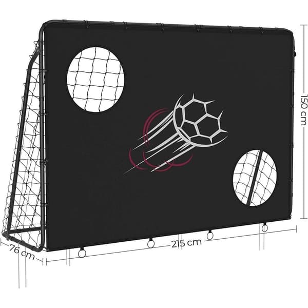 Rootz fotbollsmål - Stryk - Lätt att sätta upp och ta ner - Svart - 215 x 76 x 150 cm