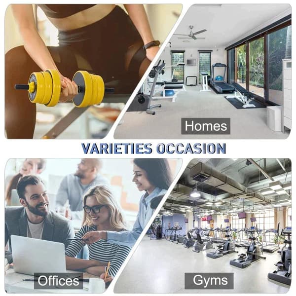 Rootz vægtstænger og håndvægtesæt - 3-i-1 håndvægtesæt - Pladestang - Klemmestang - Hjem - Gym - Gul/sort
