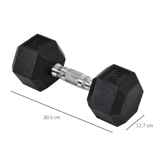 Rootz 2 x 8 KG kuusikulmaiset käsipainot - Kumikäsipaino - Pyörretetty kahva - Urheilu kuusiokolopainosarjat - Painonnostoharjoitus - Koti - Kuntosali