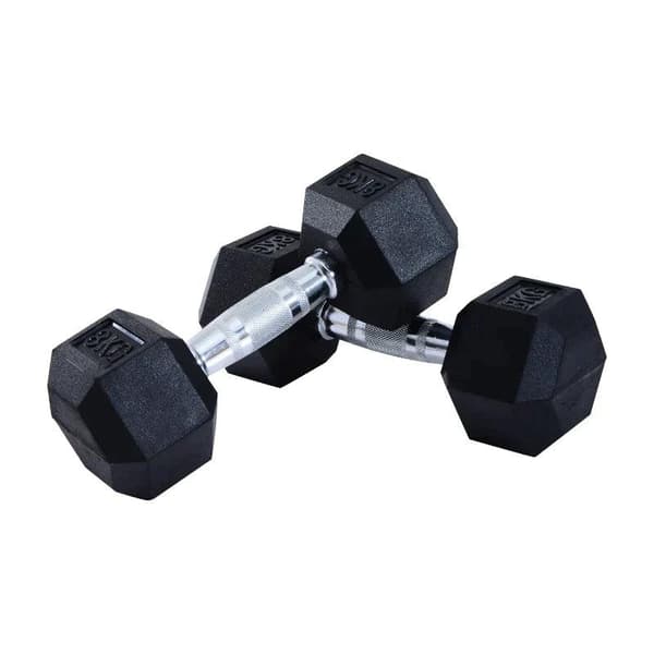 Rootz 2 x 8 KG kuusikulmaiset käsipainot - Kumikäsipaino - Pyörretetty kahva - Urheilu kuusiokolopainosarjat - Painonnostoharjoitus - Koti - Kuntosali