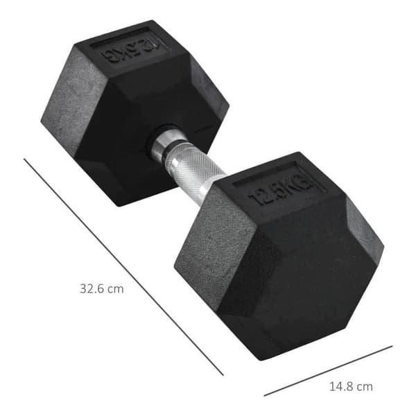 Rootz 12.5KG Single Rubber Hex käsipaino - Kuusikulmaiset käsipainot - Pyörretetty kahva - Urheilu kuusiokolopainosetit - Painonnostoharjoitus - Koti