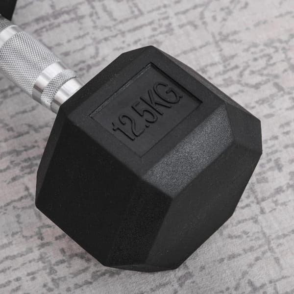 Rootz 12.5KG Single Rubber Hex käsipaino - Kuusikulmaiset käsipainot - Pyörretetty kahva - Urheilu kuusiokolopainosetit - Painonnostoharjoitus - Koti