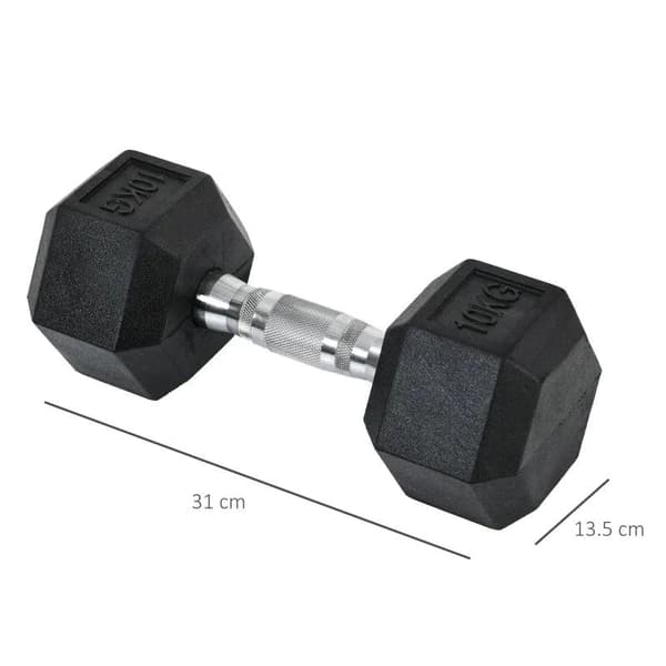 Rootz 2x10 kg kuusikulmaiset käsipainot - Kumikäsipaino - Pyörretetty kahva - Urheilu kuusikulmaiset painosarjat - Painonnostoharjoitus - Koti - Kunto