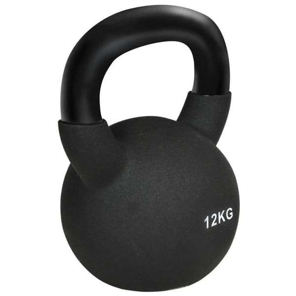Rootz Kettlebell - Massive Kettlebell - 12 Kg - Med plastbelægning - Stål/PVC - Sort - 20 x 13 x 22 cm