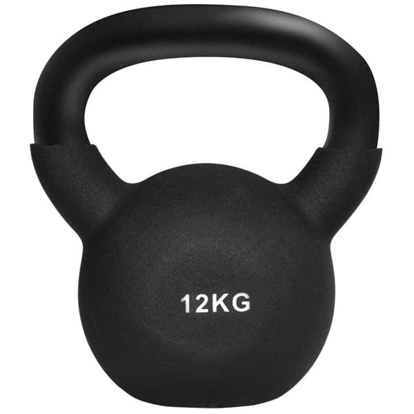 Rootz Kettlebell - Massive Kettlebell - 12 Kg - Med plastbeläggning - Stål/PVC - Svart - 20 x 13 x 22 cm