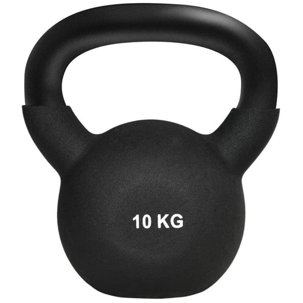 Rootz Kettlebell - Massive Kettlebell - 10 Kg - Med plastbelægning - Stål/PVC - Sort - 19 x 12 x 22 cm