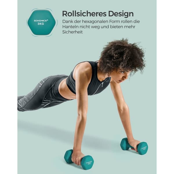 Rootz 2-osaiset käsipainot - Käsipainot - Valurauta - Neopreenipinnoite - Voimaharjoittelu - Kompakti koko - Ergonominen kahva - Tummanvihreä - 20 cm