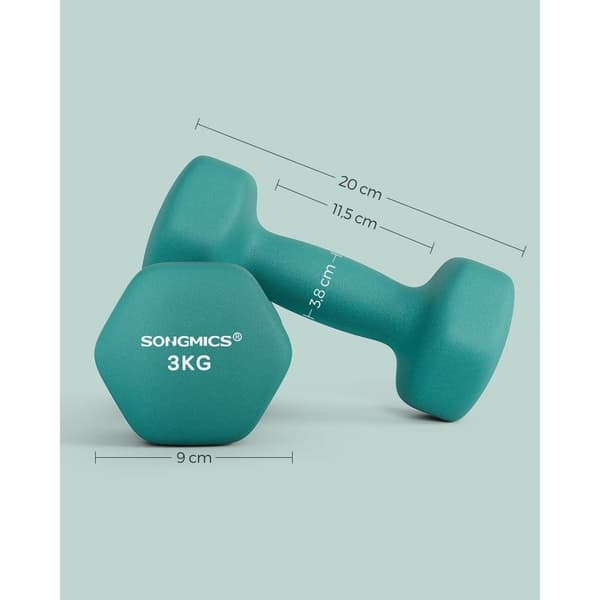 Rootz 2-osaiset käsipainot - Käsipainot - Valurauta - Neopreenipinnoite - Voimaharjoittelu - Kompakti koko - Ergonominen kahva - Tummanvihreä - 20 cm