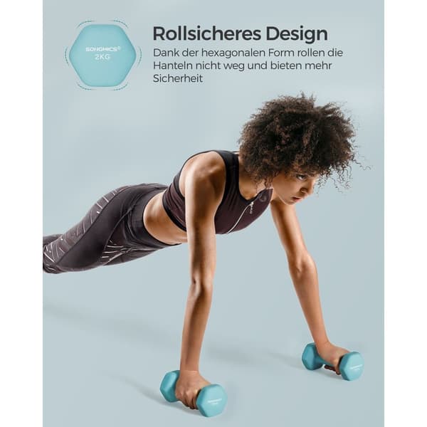 Rootz 2-delt sæt håndvægte - Håndvægte - Neoprenbelagt - Styrketræning - Kompakt størrelse - 16cm x 8cm x 10cm - Lyseblå