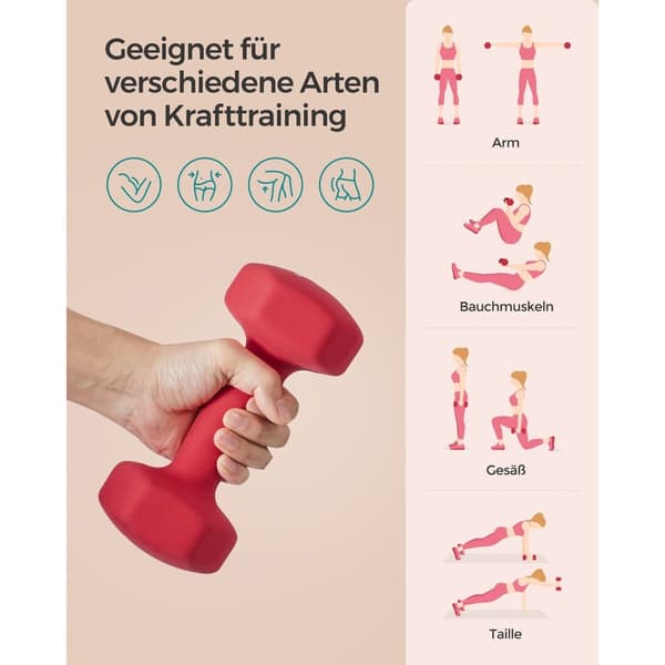 Rootz neoprenbelagda hantlar Set - Röda gjutjärnsvikter - Par handvikter - Halkfritt grepp - Kompakt storlek - 20,5 cm x 9,5 cm - 4 kg x 2 - Hemgymutr