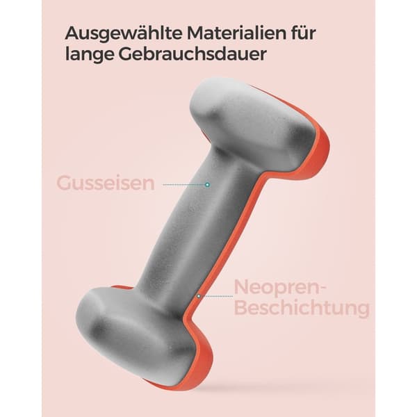 Rootz neoprenbelagt håndvægtesæt - Orange - Støbejernsvægte - Styrketræning - Skridsikkert greb - Kompakt størrelse - 13,5 cm x 6,5 cm - 2 kg totalvæg
