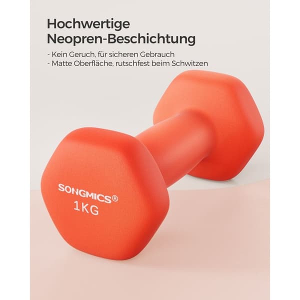 Rootz neoprenbelagt håndvægtesæt - Orange - Støbejernsvægte - Styrketræning - Skridsikkert greb - Kompakt størrelse - 13,5 cm x 6,5 cm - 2 kg totalvæg