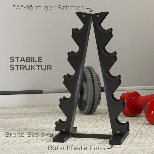 Rootz SPORTNOW Hantelställ - Viktställ - Hantelhållare - Utrymmesbesparande design - Hållbar konstruktion - Skyddsegenskaper - 35cm x 33cm x 66cm - St
