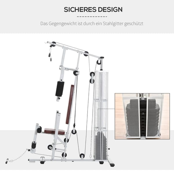 Rootz Gym Strength Station - Hjemmefitnessløsning - Multigymnastik - Holdbar stålramme - Workout for hele kroppen - Komfortabel og sikker - 150 cm x 1
