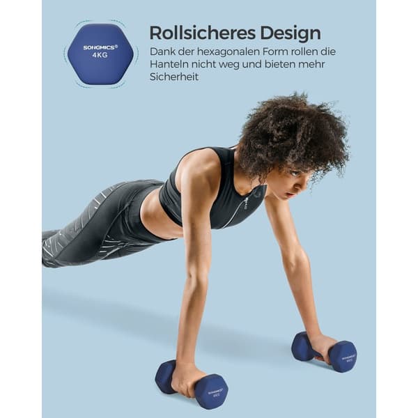 Rootz Blue Neopreenipäällysteiset käsipainot - Valurauta - Voimaharjoittelu - 20,5 cm x 9,5 cm - 11,5 cm x 3,9 cm - 2 x 4 kg