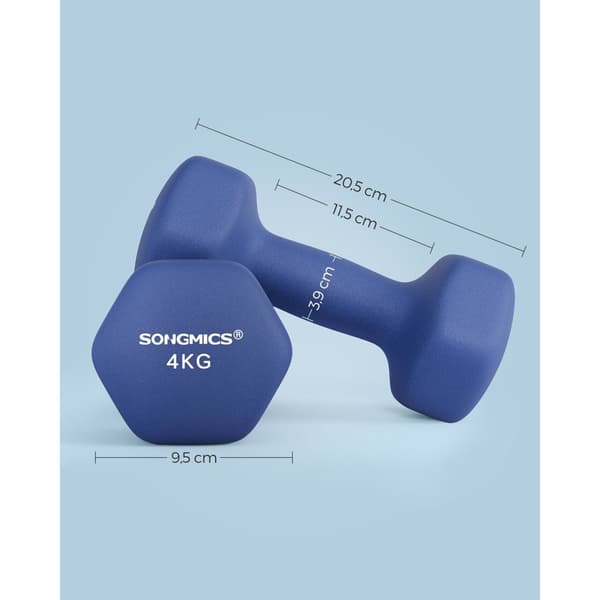 Rootz Blue Neopreenipäällysteiset käsipainot - Valurauta - Voimaharjoittelu - 20,5 cm x 9,5 cm - 11,5 cm x 3,9 cm - 2 x 4 kg