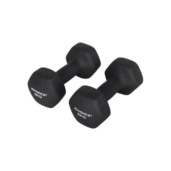 Rootz sekskantede håndvægtesæt - Vinylcoatede vægte - Pladsbesparende - Ergonomisk håndtag - til yoga, aerobic - 8 farvemuligheder - 2 kg x 2 - 5 kg x