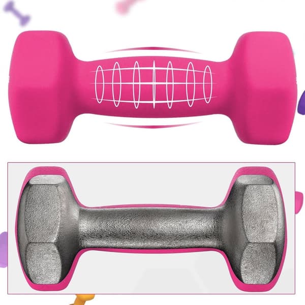 Rootz Neopren Hantlar Set - Styrketräning hemma - Gjutjärn - Halkfritt - Utrymmesbesparande Stativ - 6 Hantlar - 13,5 cm x 6,5 cm x 6 cm