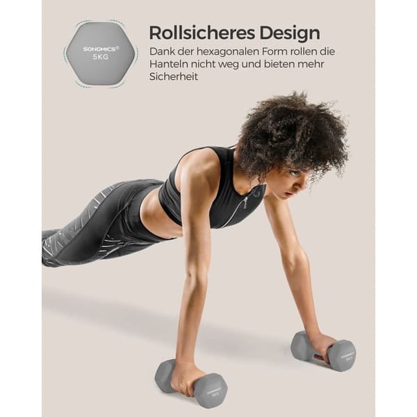 Rootz neopren håndvægte sæt - Grå - Støbejern - 5 kg par - Ergonomisk greb - 21 cm x 10 cm - 11,5 cm x 4,1 cm