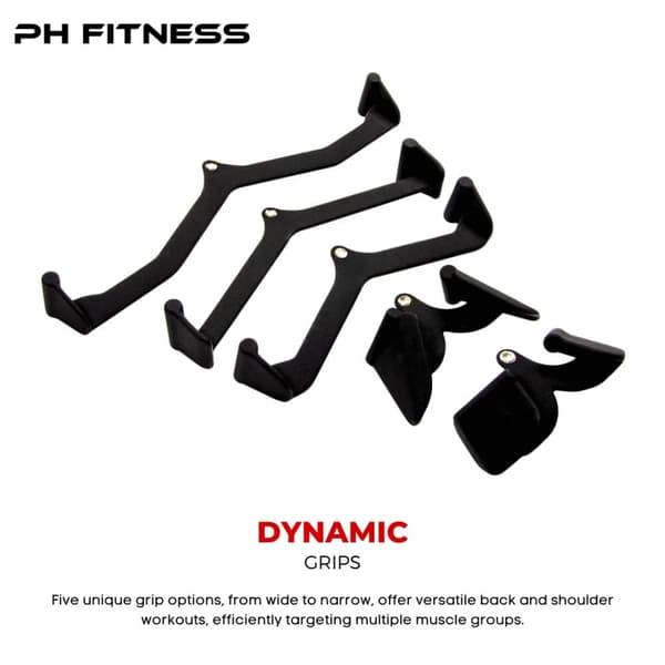 PH Fitness Multi Grip Fästeset – 5 Grepp för Lat & Roddträning i Hemmagym