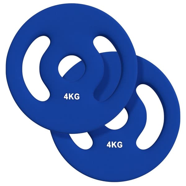 Rootz 2 x 4 kg viktplattor - hantelvikter - Träningsskivor - Praktiska handtag - Ø18 x 3H cm - Hållbar och plast täckt