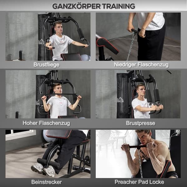 Multifunktionel Fitness Station, 170x104x205 cm, Sort