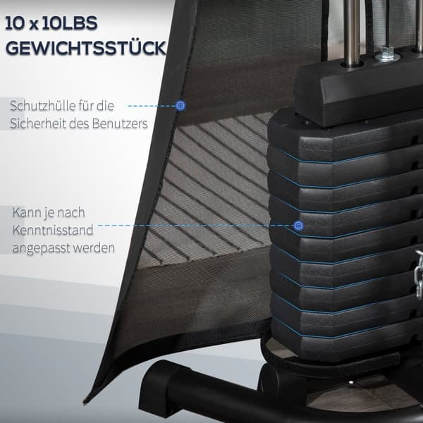 Multifunktionel Fitness Station, 170x104x205 cm, Sort