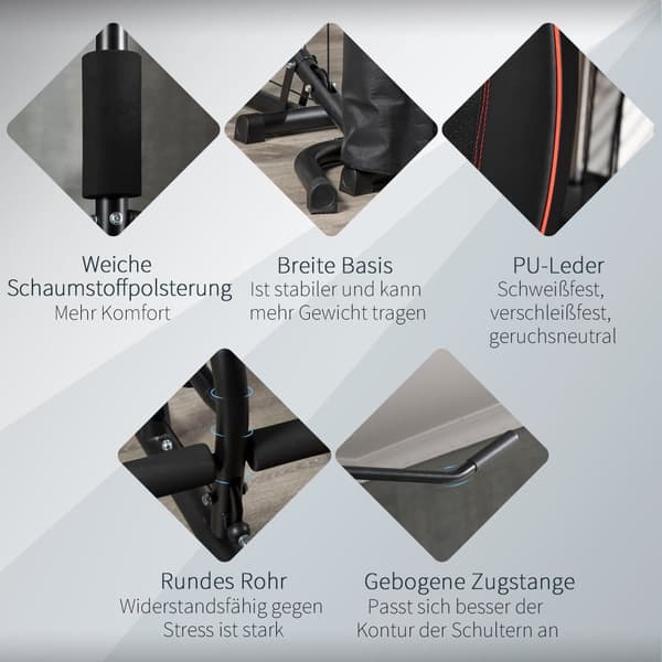 Multifunktionel Fitness Station, 170x104x205 cm, Sort