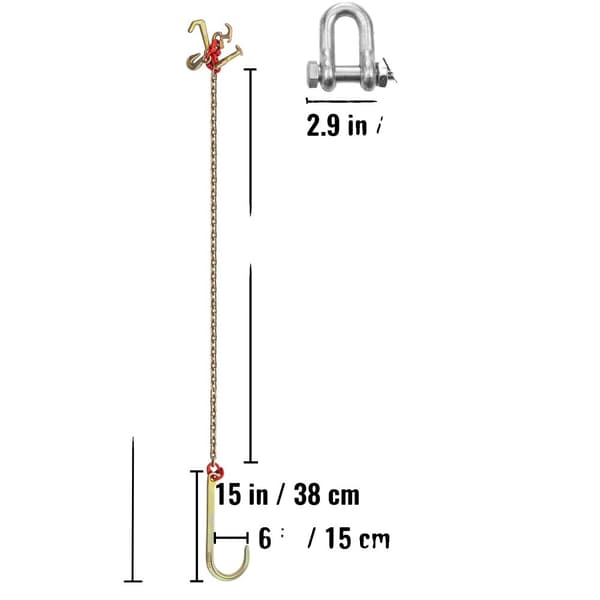Dragkedja, Justerbara krokstorlekar, 9260 lbs lastgräns, Hållbar konstruktion,10FT