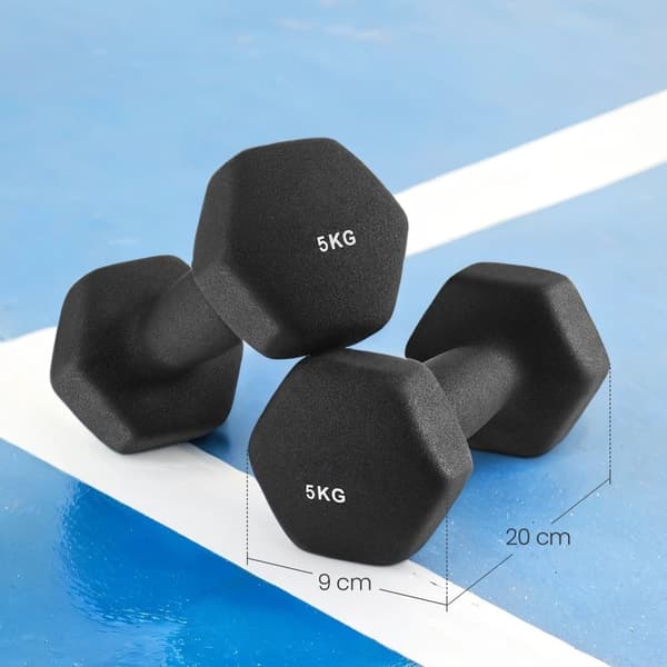Rootz 2 -kappaleinen käsipainojoukko - käsinpainot - kuntopainot - tilaa säästävä - 2 x 5 kg - ergonominen kahva - kuusikulmainen muoto