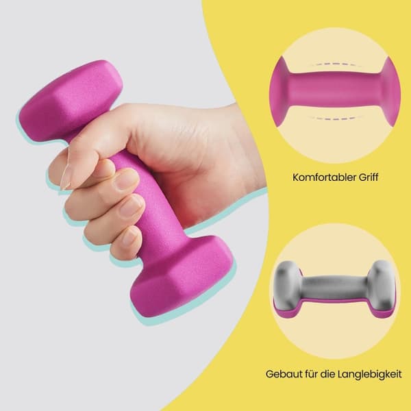 Rootz hanteluppsättning - Neoprenbelagda vikter - Fitnessvikter - Slip -resistent - 13,5 x 6,5 cm