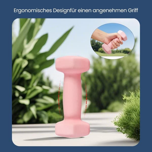 Rootz Dumbbell Set - 3 par - håndvægte - Neoprenbelagt - Styrke muskler - 1 kg/2 kg/3 kg - 13,5x6,5x6cm, 16x8x7,5 cm, 20x9x8,5 cm