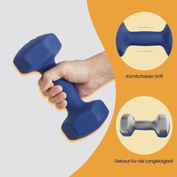 Rootz -håndvægte sæt - Frie vægte - Styrketræningsvægte - Holdbar neoprenbelægning - 21 cm x 10,5 cm