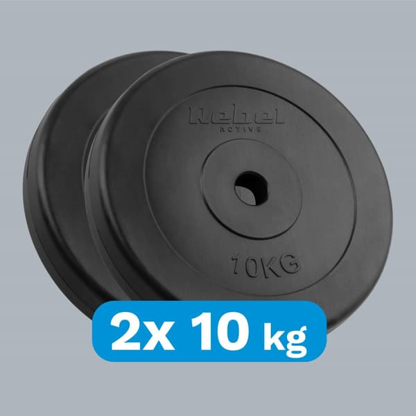 Set med bitumenvikter 2x10kg, hål 31mm, klassisk platta, REBEL ACTIVE