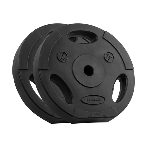 Set med bitumenvikter 2x10kg, hål 31mm, platta med handtag, REBEL ACTIVE