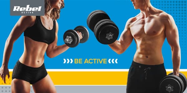 Set med bitumenvikter 2x15kg, hål 31mm, platta med handtag, REBEL ACTIVE
