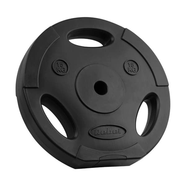 Set med bitumenvikter 2x15kg, hål 31mm, platta med handtag, REBEL ACTIVE