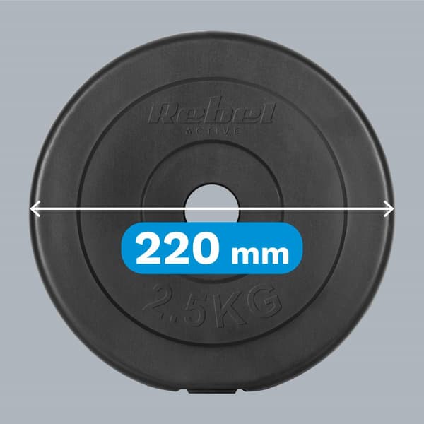 Sæt med bitumenvægte 4x2,5kg, hul 31mm, klassisk plade, REBEL ACTIVE