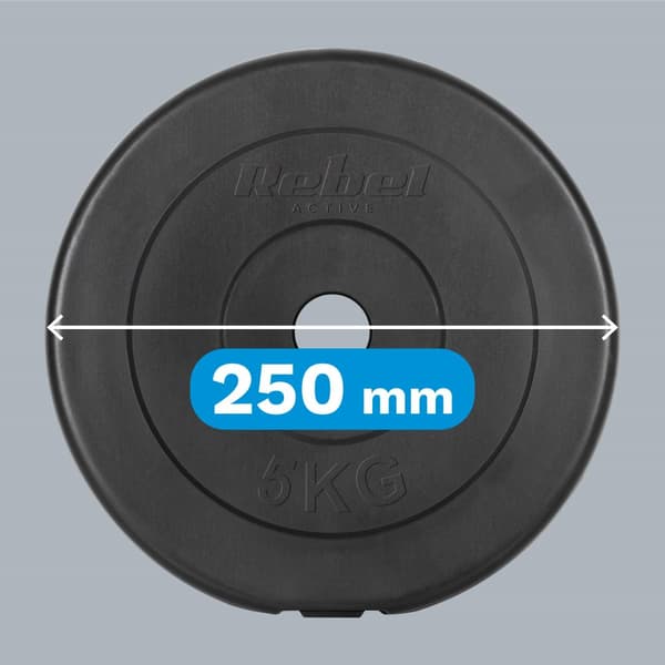 Bituminøst vægtsæt 4x5kg, 31mm hul, klassisk plade, REBEL ACTIVE