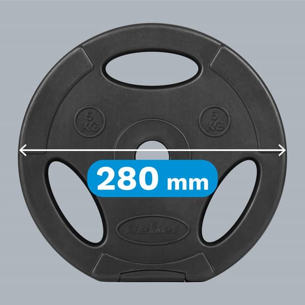Sæt med bitumenvægte 4x5kg, hul 31mm, plade med håndtag, REBEL ACTIVE