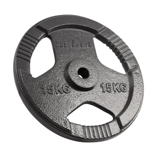 Sarja valurautapainoja 2x15kg, reikä 31mm, levy kahvoilla, REBEL ACTIVE