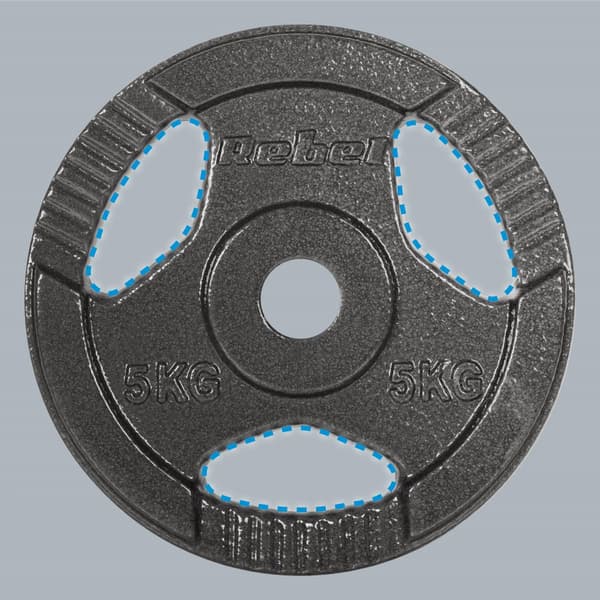 Valurauta painosarja 4x5kg, reikä 31mm, levy kahvoilla, REBEL ACTIVE