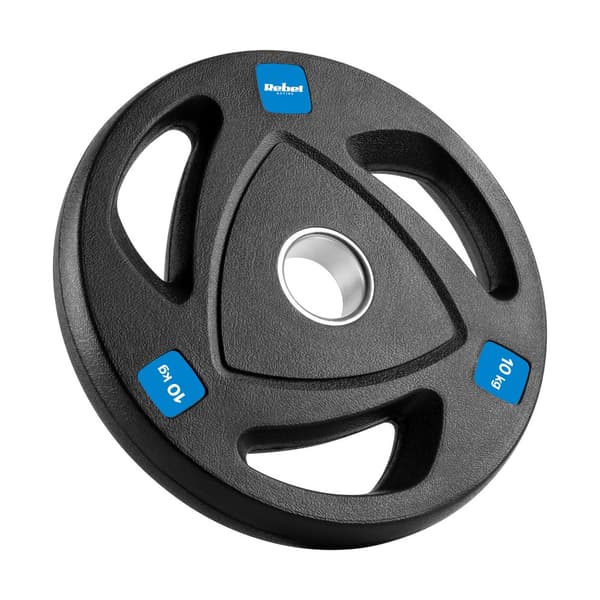 Valurautaiset kumiset painot 2x10kg, olympiareikä 51mm, REBEL ACTIVE